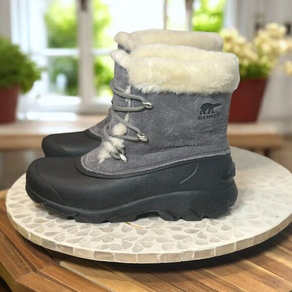 Sorel Snow Angel Insulated NL3482-052 Gray Black Winter Boots Faux Fur Women’s 7 - Picture 13 of 13
